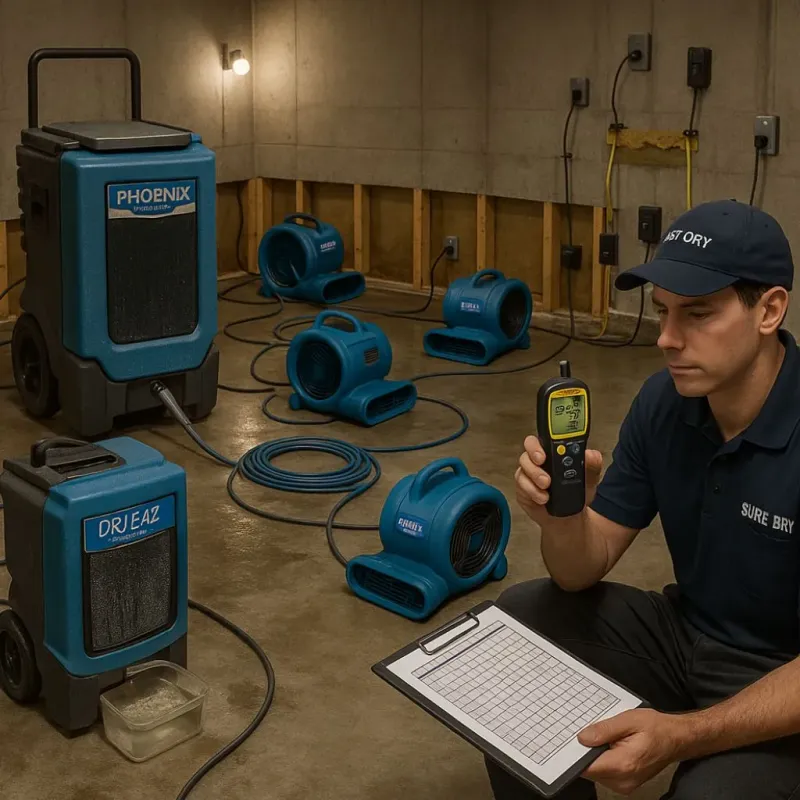 Structural Drying and Dehumidification process in Canyon, TX